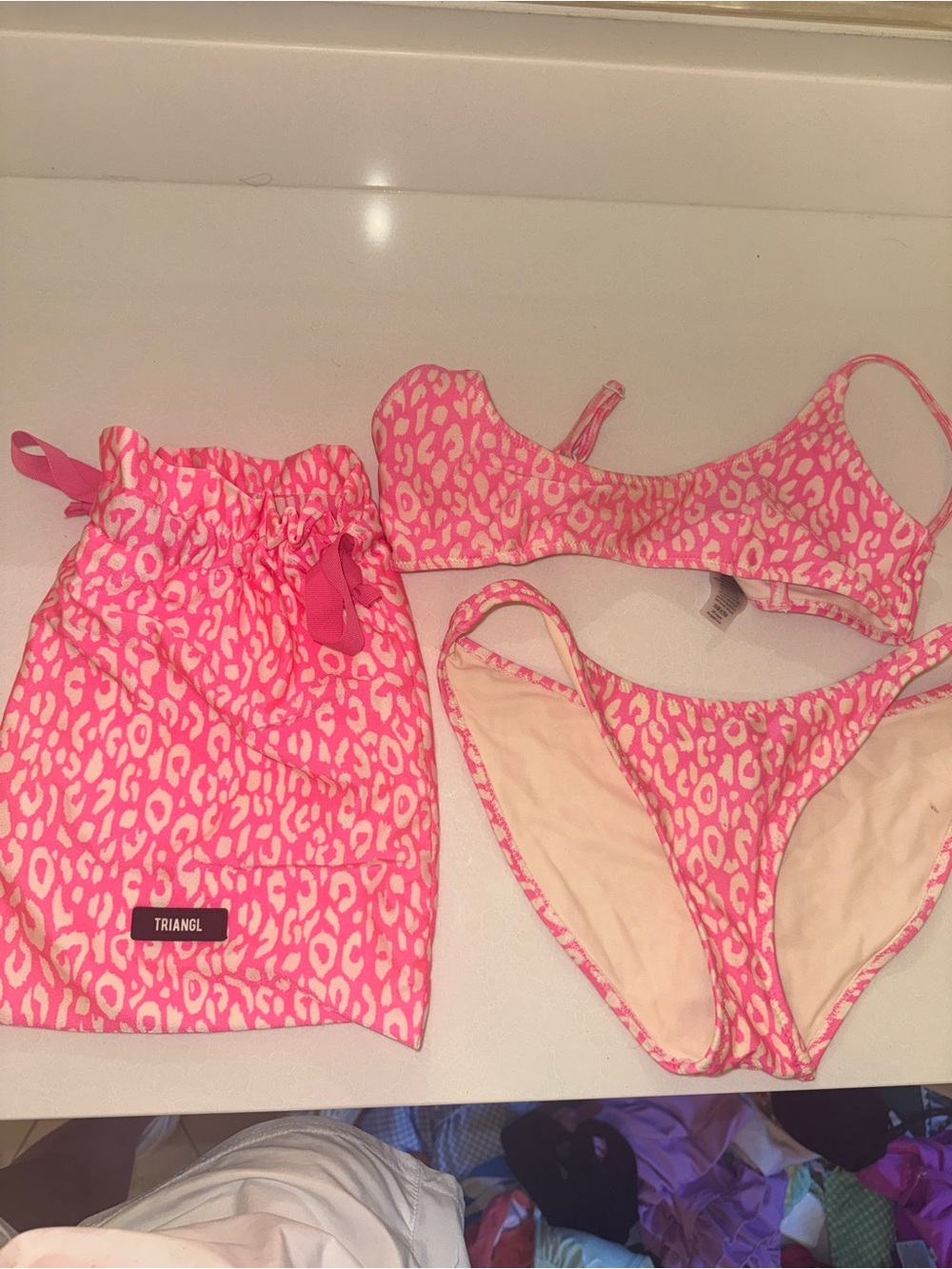 triangl swimwear Hot Pink & White cheetah Bikini set